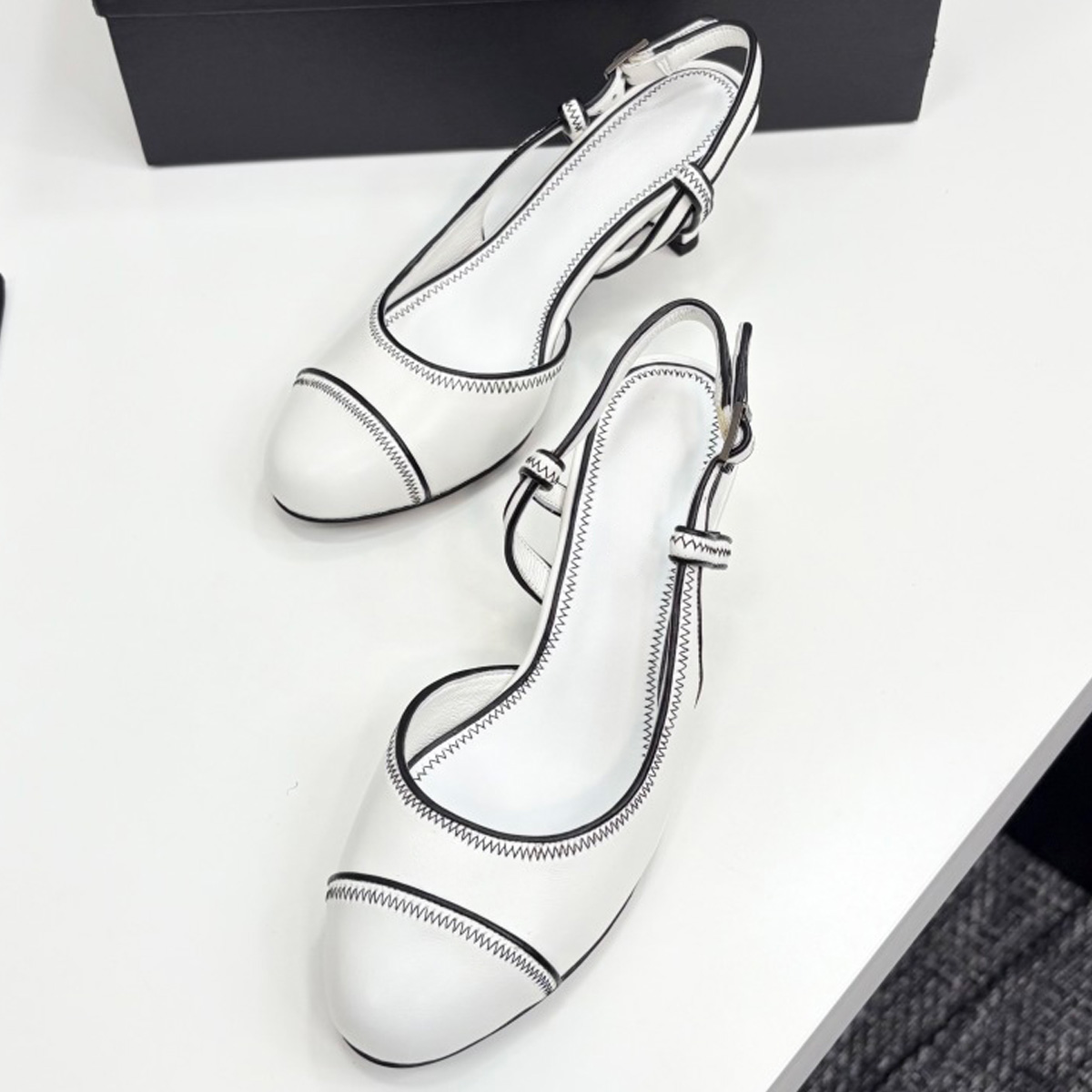 Women'S Shoes Kitten Heels - 2026 Women's Leather Contrast Stitch Slingback