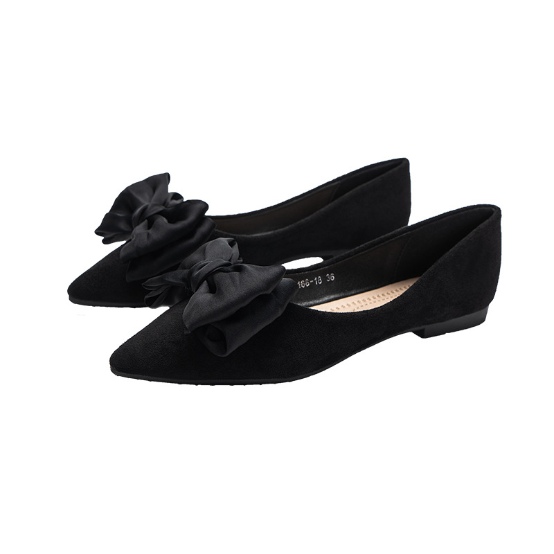 Women Shoes Loafers - Silk Bowknot Flats Women Flock Ballets