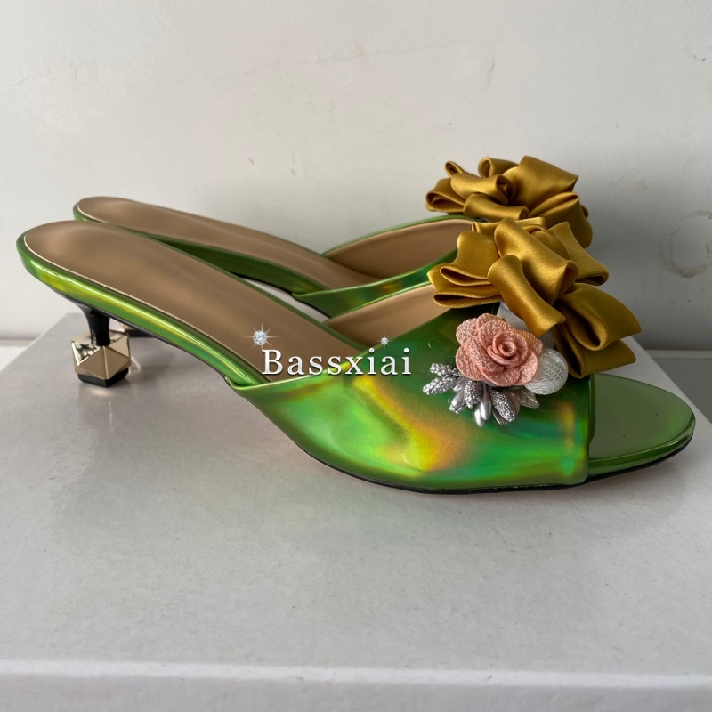Crystal Decor Handmade Flower  – Women'S Shoes Kitten Heels recenzja i cena