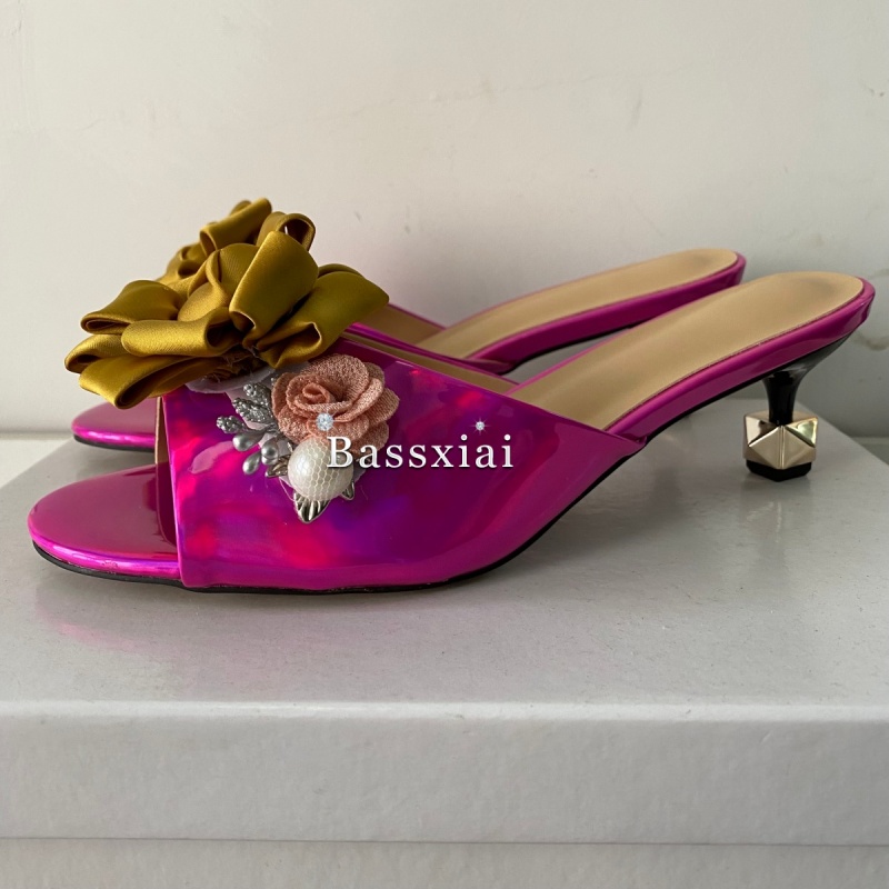 Crystal Decor Handmade Flower  – Women'S Shoes Kitten Heels recenzja i cena