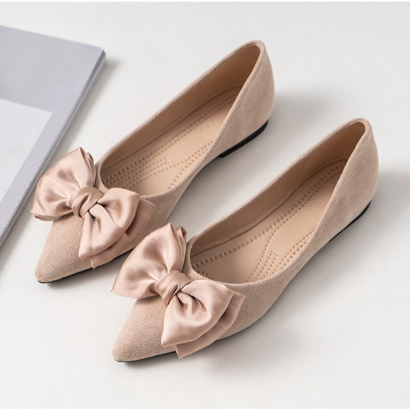 Silk Bowknot Flats Women Flock – Women Shoes Loafers recenzja i cena