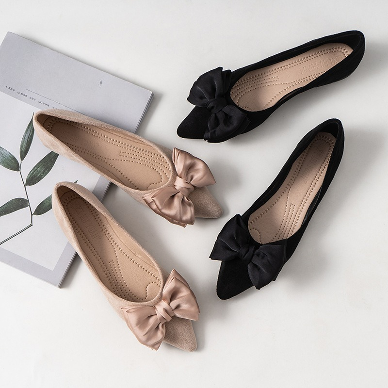 Silk Bowknot Flats Women Flock – Women Shoes Loafers recenzja i cena