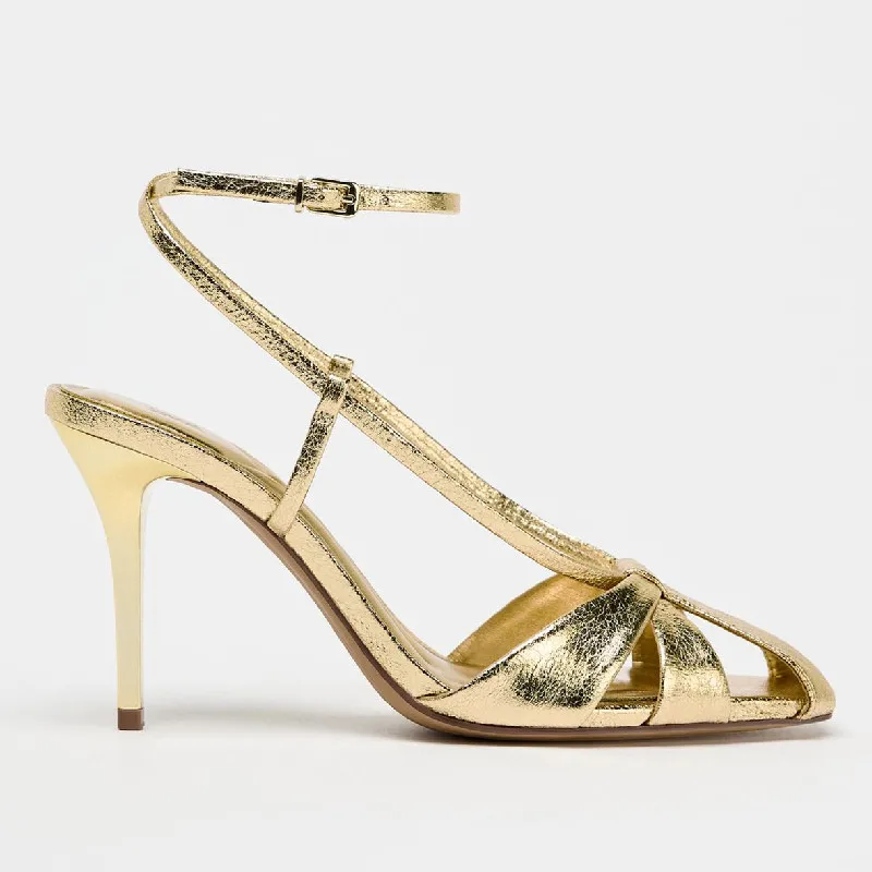 Fashion Gold Thin Heeled Sanda – Women Shoes Luxury Brand recenzja i cena